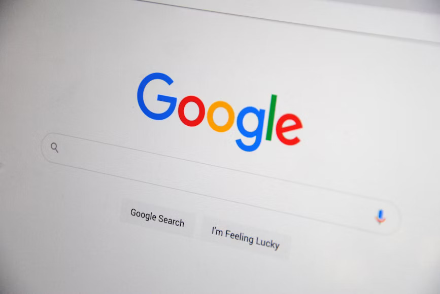 A close-up of the Google search engine homepage with a search bar, symbolizing the core of SEO and how users find information.