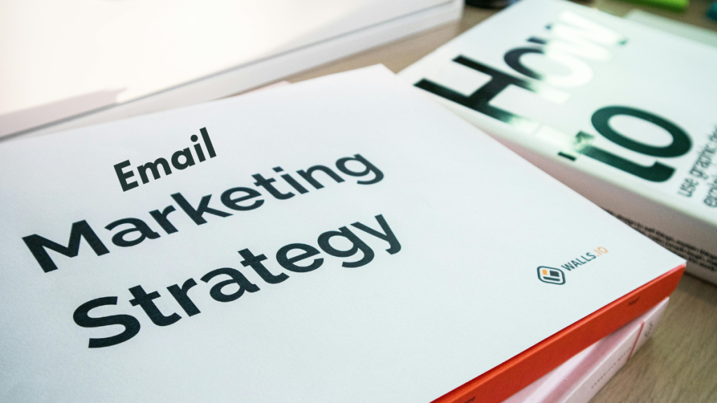 Email marketing strategy document on a desk.