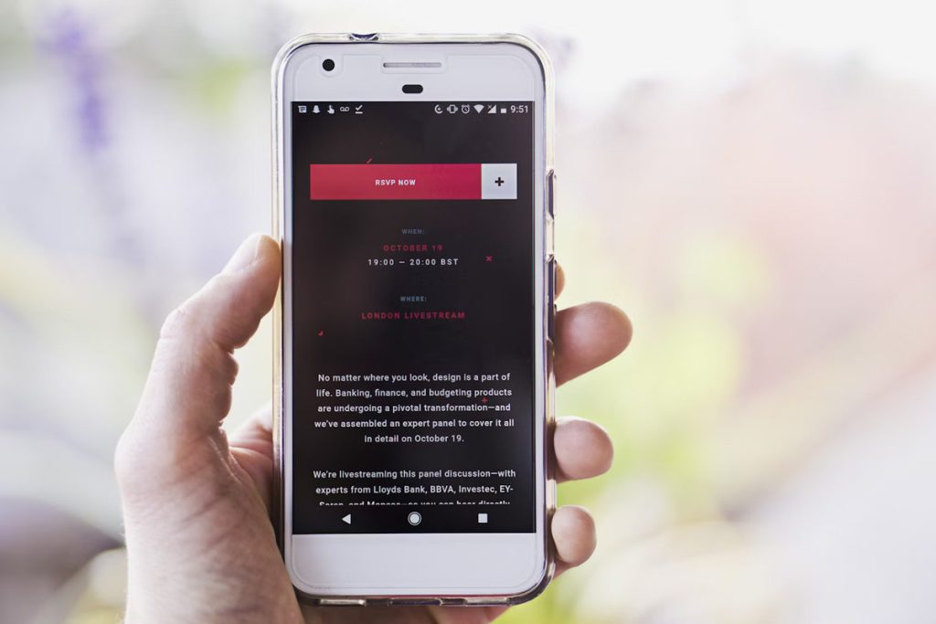 Mobile RSVP screen as part of an email marketing campaign.